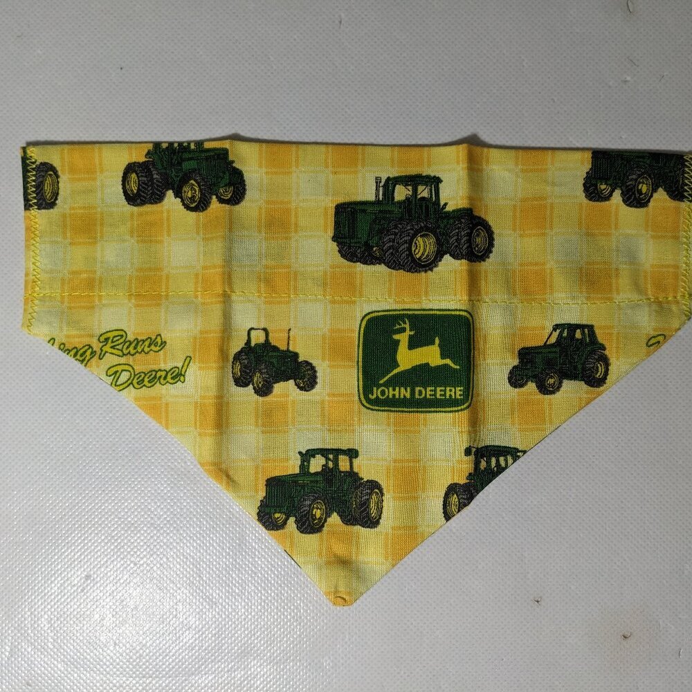NEW- Homemade John Deere Tractors Dog Bandana (8" x 6") Size S-M